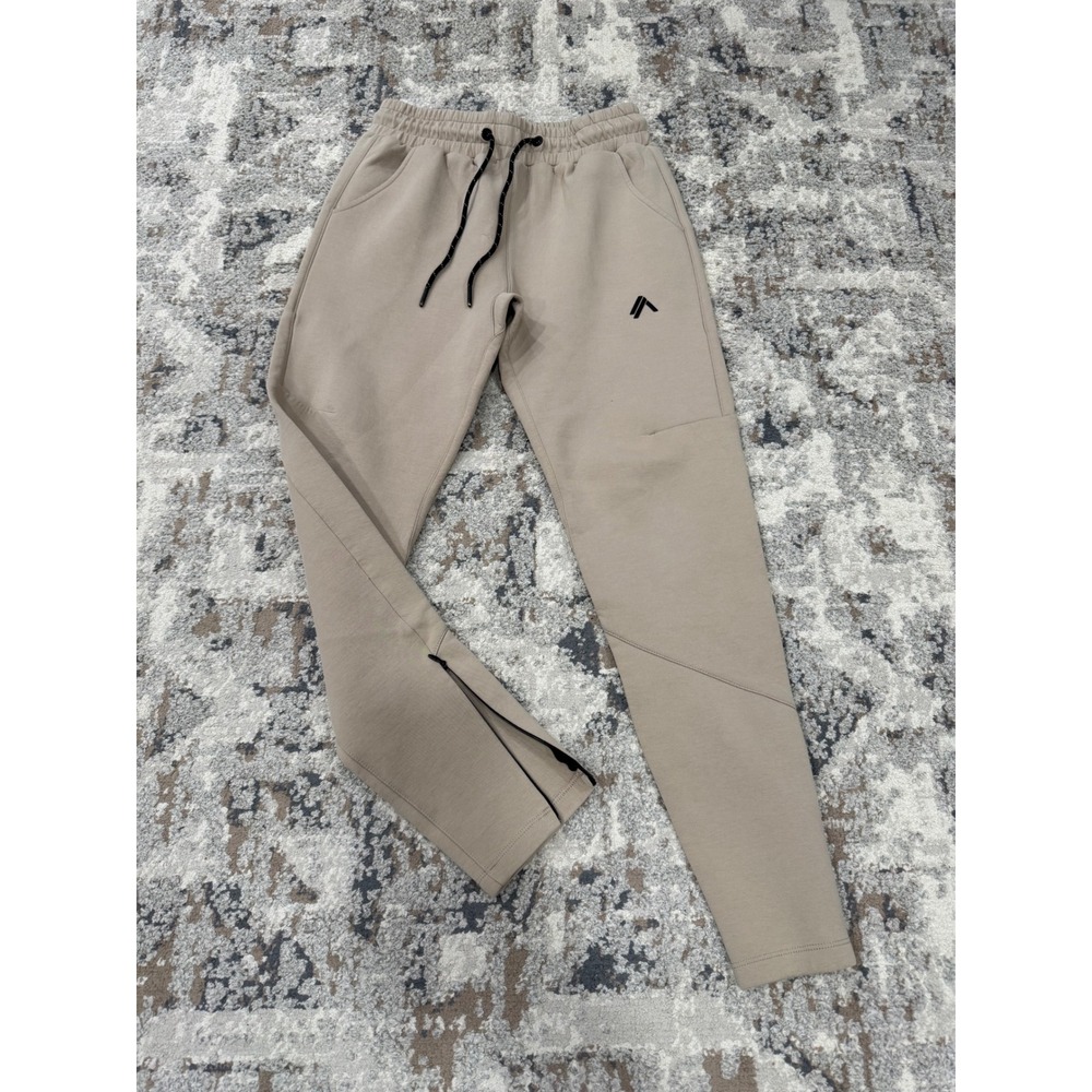 Alphalete Athletics LDB More Elements Joggers Tan Beige Ankle Zip Mens Small
